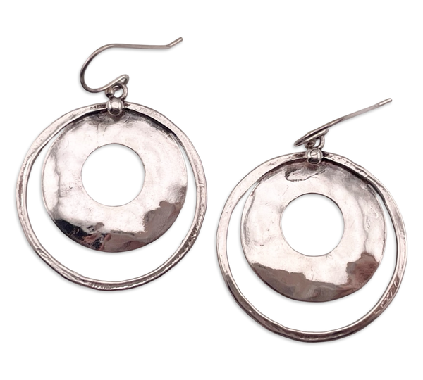 sterling silver Silpada stoneless hammered circle dangle earrings