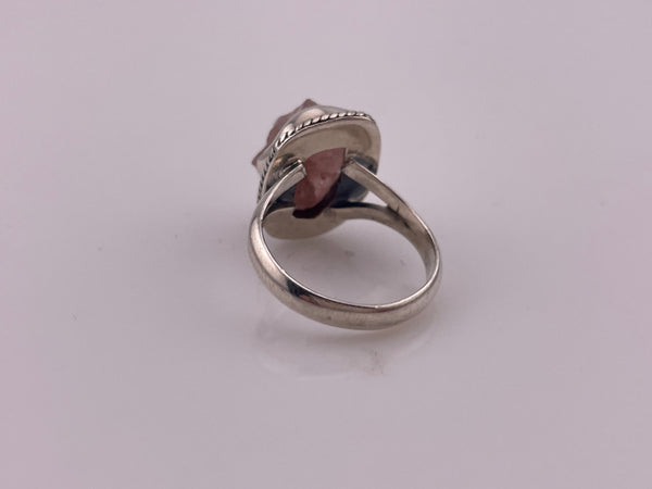 size 7.25 sterling silver raw rose quartz ring