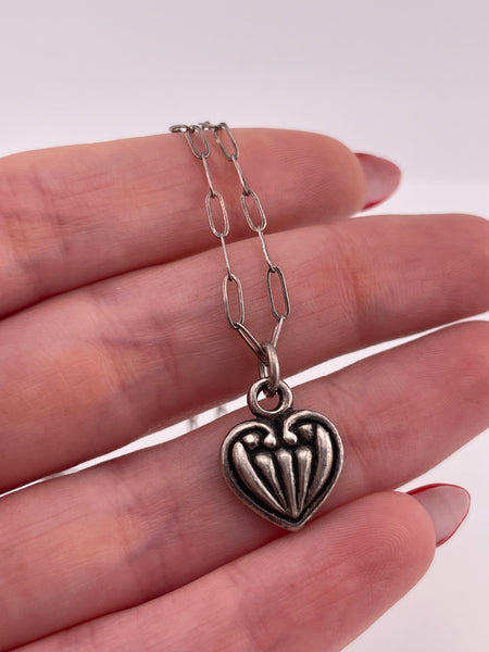 sterling silver paperclip chain 'COURAGE' heart pendant necklace