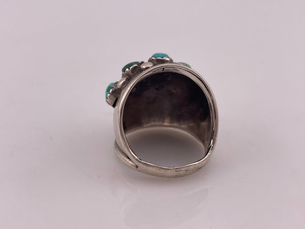 size 6.5 sterling silver snake eye turquoise dome cluster ring