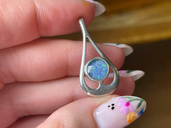 sterling silver opal triplet pendant