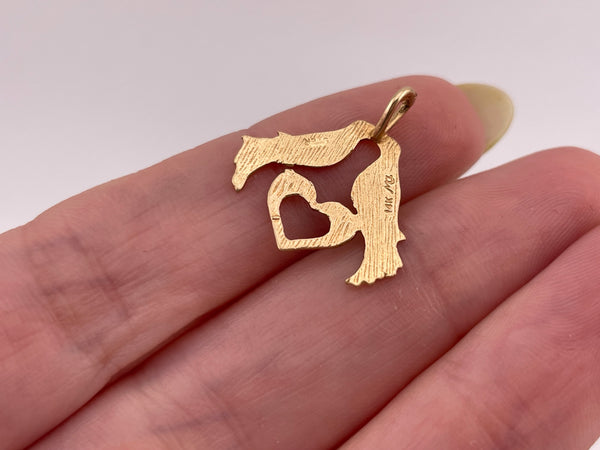 14k yellow gold love birds pendant