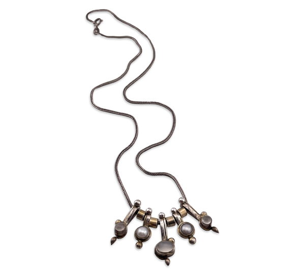 sterling silver & gold wash 16" pearl moonstone necklace