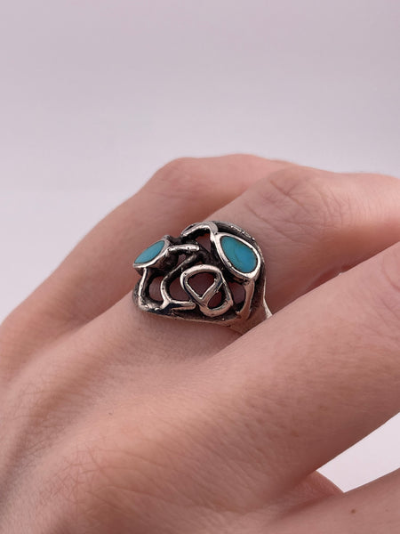size 7 sterling silver synthetic turquoise ring