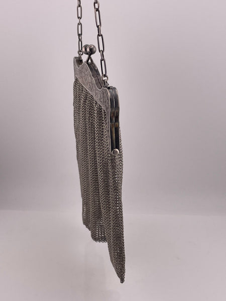 sterling silver 211 gram etched floral mesh purse bag