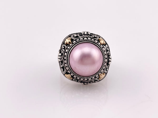 size 8 sterling silver & 18k gold Robert Manse mabe pink pearl ring