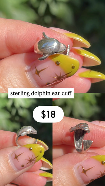 RESERVED PRIVATE LISTING -- sterling silver dolphin ear cuff B4