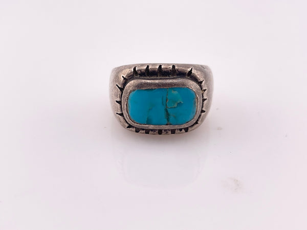 size 10 sterling silver turquoise chunky ring ***Cracked Stone***