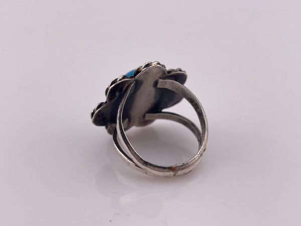 size 6.75 sterling silver turquoise flower ring