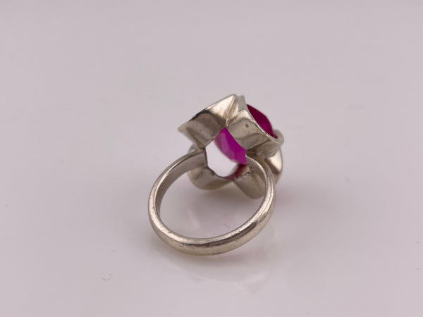 size 6.5 sterling silver Mexican faceted lab ruby ring