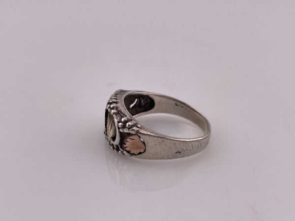 size 11.25 sterling silver gold leaf accents ring ***AS IS***