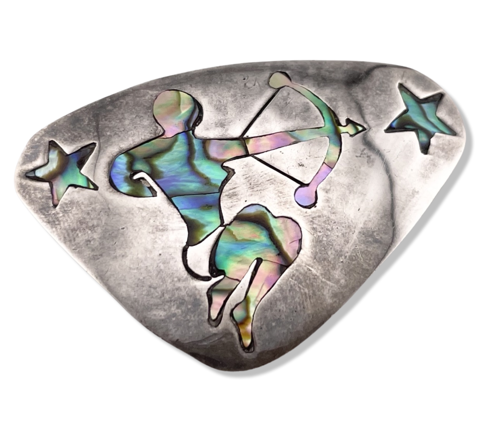 sterling silver abalone Sagittarius the Archer zodiac sign pendant / brooch