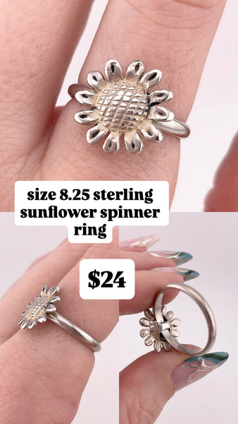 RESERVED PRIVATE LISTING -- sterling silver sunflower ring A21