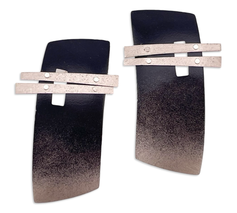sterling silver Robert Pfuelb artisan enamel post earrings