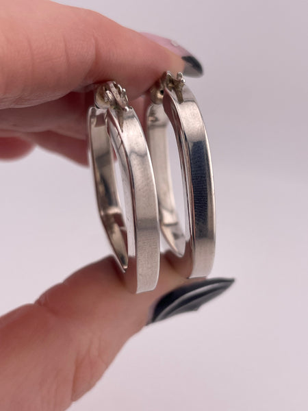 sterling silver 1 1/4" rounded square hoop earrings