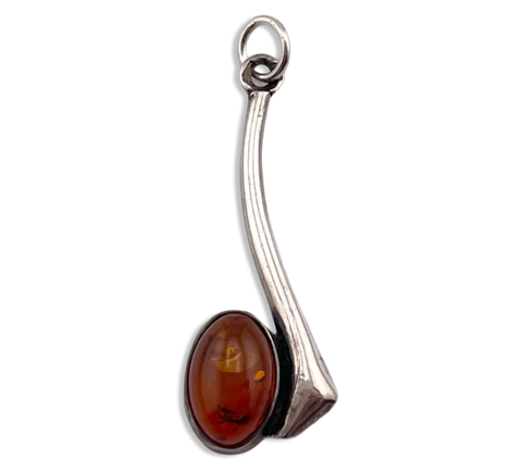 sterling silver amber pendant
