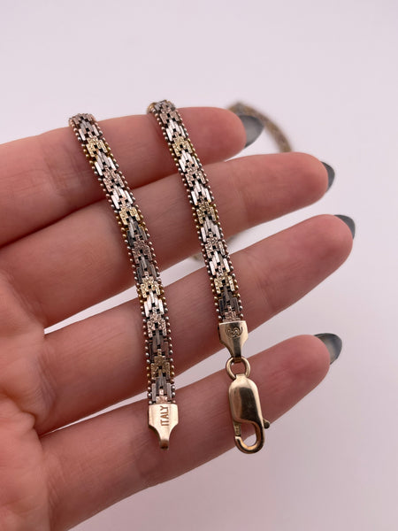 sterling silver & gold plated tri-colored chain V necklace
