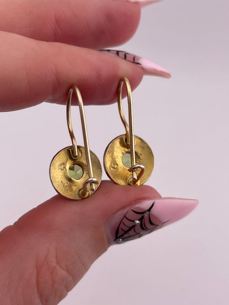 gold plated sterling silver faceted peridot lever-back hook dangle earrings