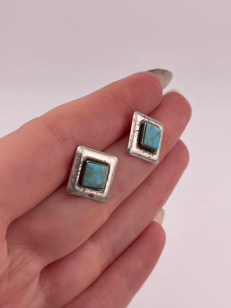 sterling silver synthetic turquoise post earrings