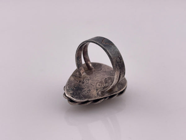 size 6 sterling silver triangle turquoise stamped band ring