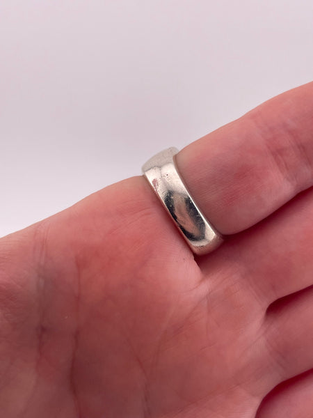 size 7.5 sterling silver & brass Mexican stoneless chunky triangle step ring