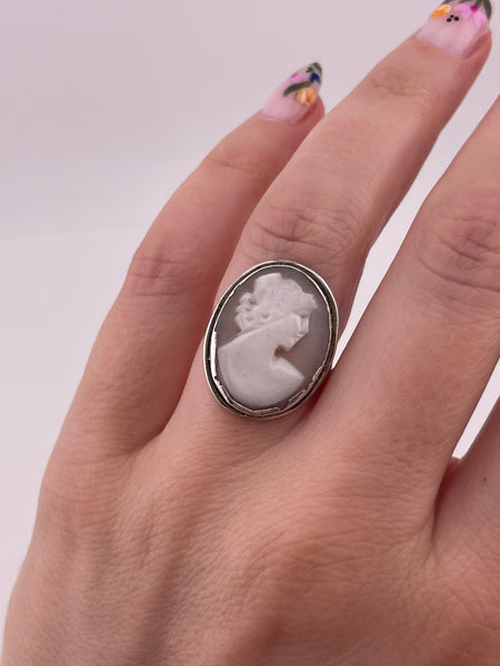 size 6.75 800 silver cameo ring