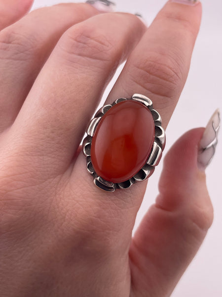 size 9 sterling silver large chunky carnelian ring