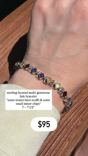 RESERVED PRIVATE LISTING -- sterling silver multi-gemstone bracelet D1