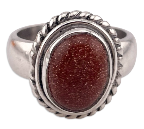 size 6.5 sterling silver goldstone ring