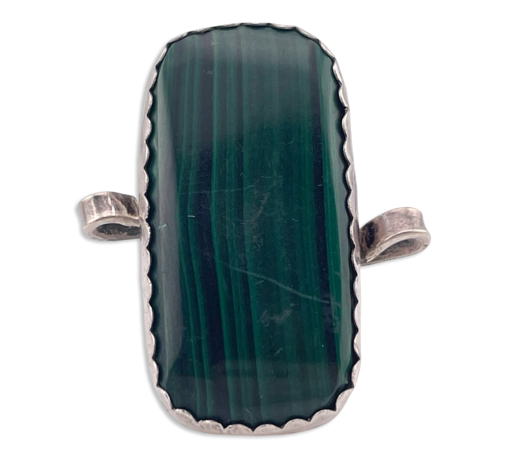 size 7.75 sterling silver malachite ring