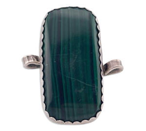 size 7.75 sterling silver malachite ring