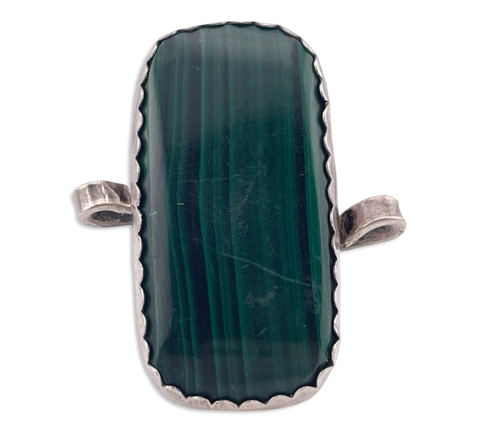 size 7.75 sterling silver malachite ring