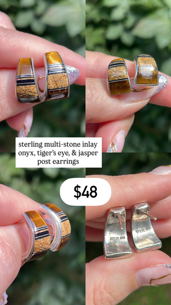RESERVED PRIVATE LISTING -- sterling silver inlay earrings B1