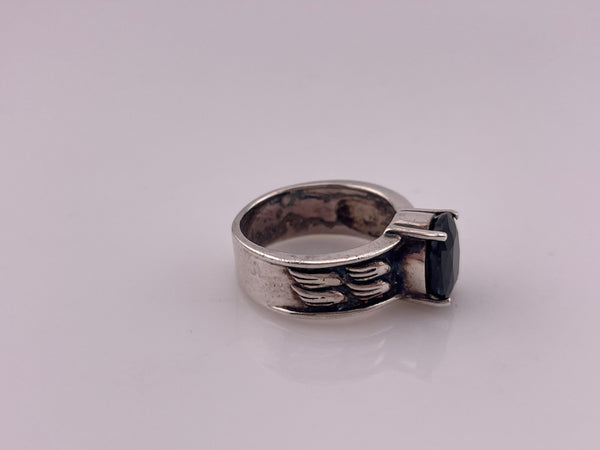 size 7 sterling silver faceted lab sapphire ring