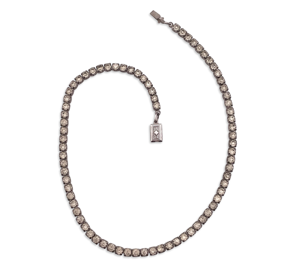 sterling silver 14" rhinestone choker tennis necklace ***short length***