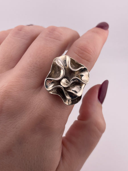 size 7.25 sterling silver chunky stoneless Silpada crinkle ring