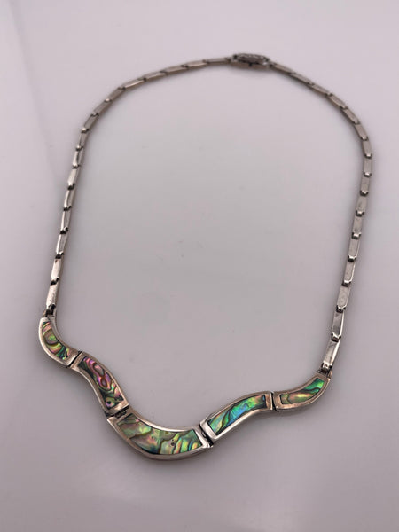 sterling silver 16-1/2" abalone necklace