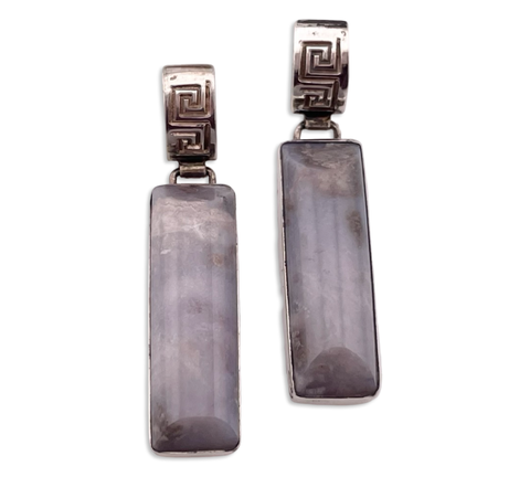 sterling silver agate post dangle earrings