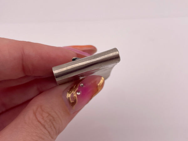nickel silver & brass howling wolf agate money clip **AS IS**