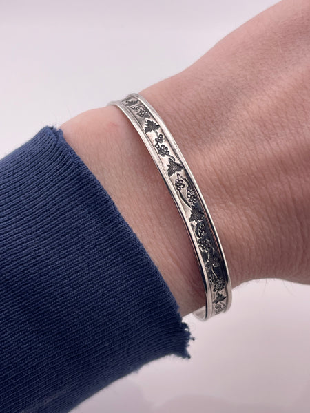 sterling silver Ed Levin grape leaf cuff bracelet