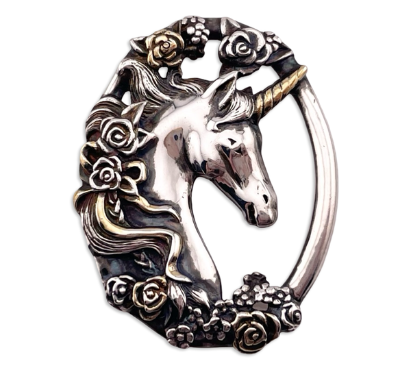 sterling silver gold wash Gorham unicorn pendant