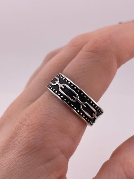 size 12.5 sterling silver chain style band ring