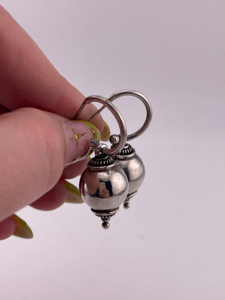 sterling silver stoneless orb charm hoop post dangle earrings