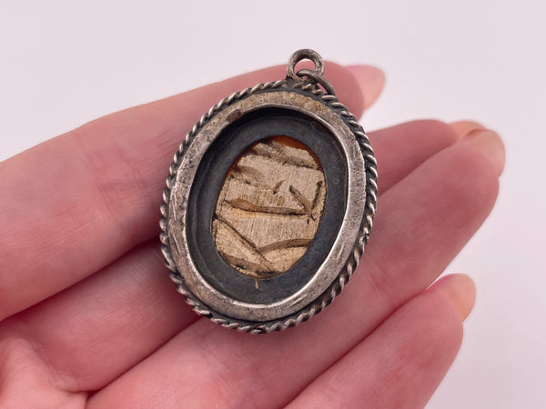 sterling silver carved scarab pendant