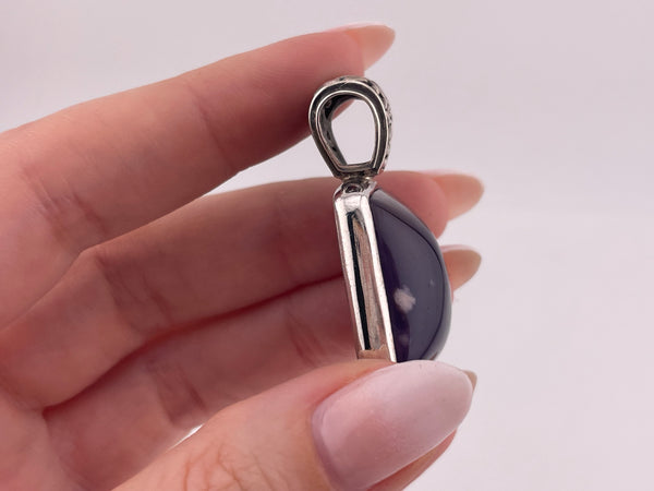 sterling silver amethyst cut-out design bail pendant