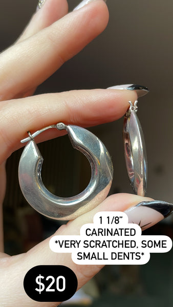 RESERVED PRIVATE LISTING -- sterling silver carinated hoop earrings