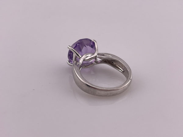 size 6.5 sterling silver faceted amethyst prong setting ring