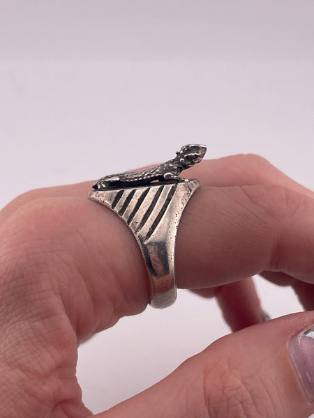 size 11.5 sterling silver horned toad lizard ring