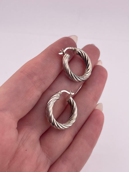 sterling silver 3/4" cable hoop earrings