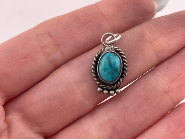 sterling silver small turquoise pendant